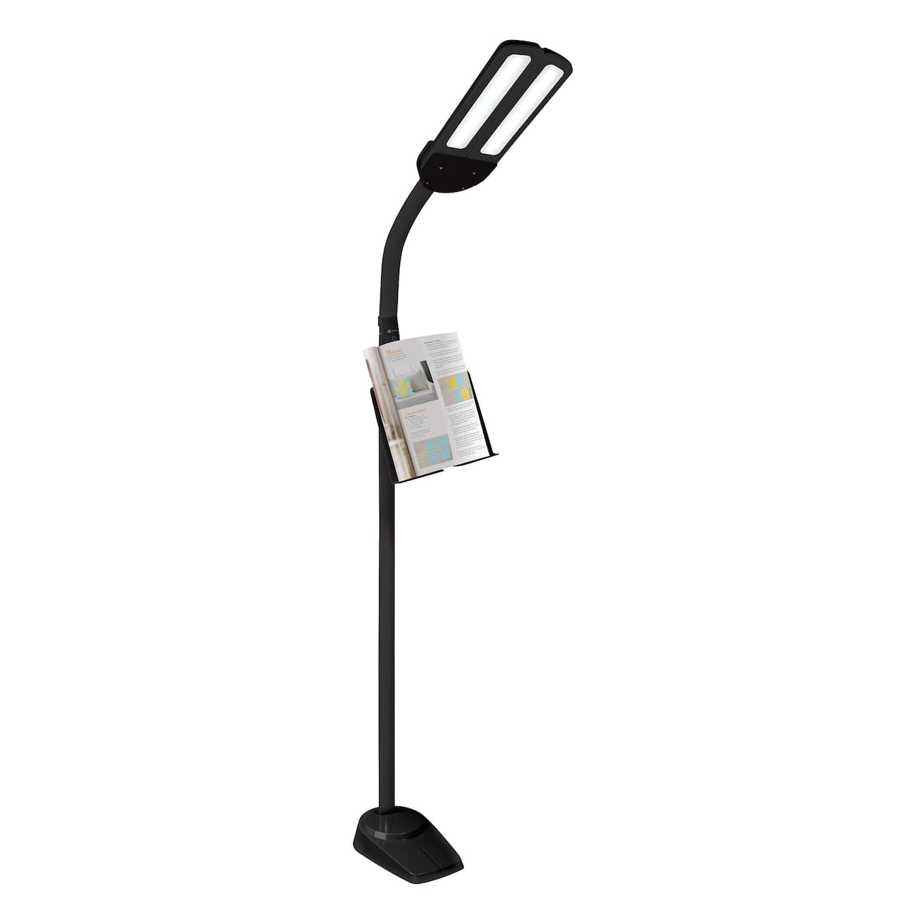 OttLite Black Dual Shade LED Floor Lamp with USB Charging Station